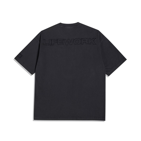 LIFE WORK Pigmented Embroidered Short Sleeve T-shirt (Black)