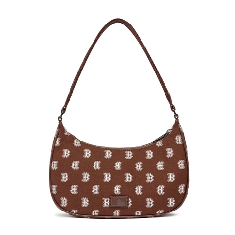 MLB Classic Monogram Jacquard Hobo Bag Boston Red Sox Brown
