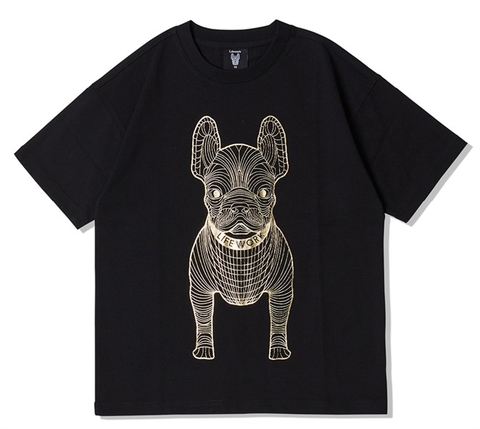 LIFE WORK Gold Big Radog Short Sleeve T-shirt - Black