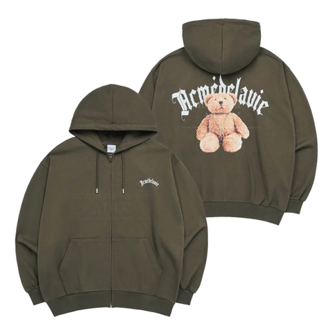 ADLV GOLD CHAIN BEAR DOLL HOODIE ZIP UP COCOA