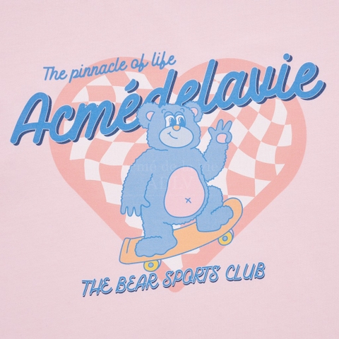 ADLV CHECKERBOARD HEART BEAR SHORT SLEEVE T-SHIRT LIGHT PINK