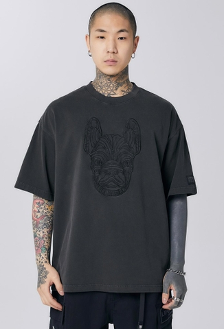 LIFE WORK Pigmented Embroidered Short Sleeve T-shirt (Black)