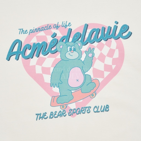 ADLV CHECKERBOARD HEART BEAR SHORT SLEEVE T-SHIRT CREAM