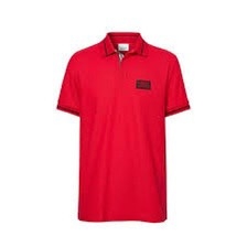 Polo Burberry Logo Applique Cotton Pique Polo Shirt Red