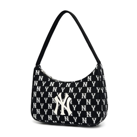MLB Monogram Jacquard Hobo Bag New York Yankees Blac