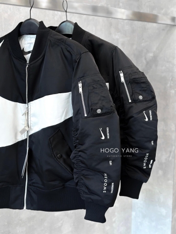 Nike MA-1 Reversible Big Swoosh Black White Bomber Jacket