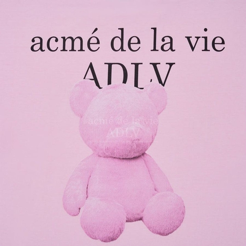 ADLV Fuzzy Bear Short Sleeve T-Shirt Pink