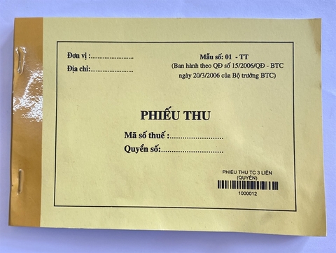 PHIẾU THU 3 LIÊN (QUYỂN)