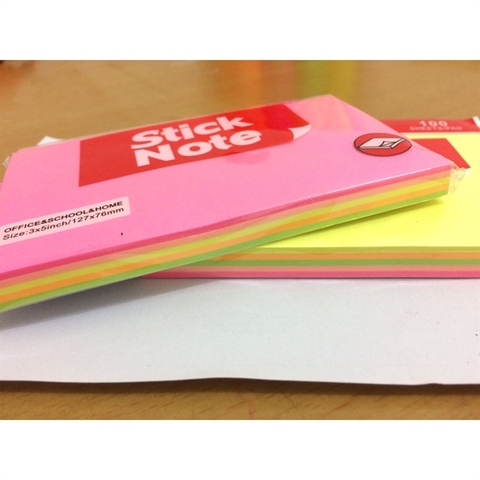 DÁN PHÂN MÀU 3X3 DẠ QUANG - 5 MÀU (TẬP)