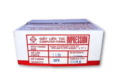 GIẤY LIÊN TỤC A4 3L CHIA 2 (THÙNG)