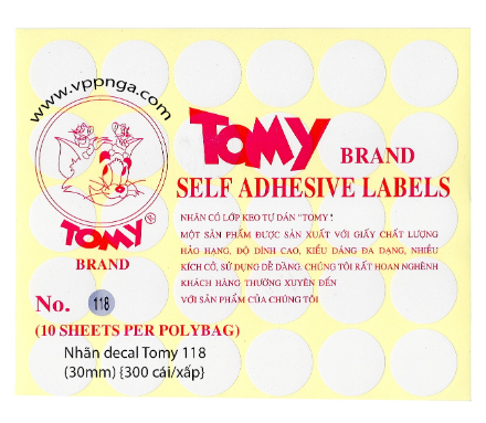 GIẤY DÁN TOMMY 118 (TẬP)