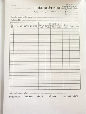 PHIẾU XUẤT KHO A4 2 LIÊN (QUYỂN)