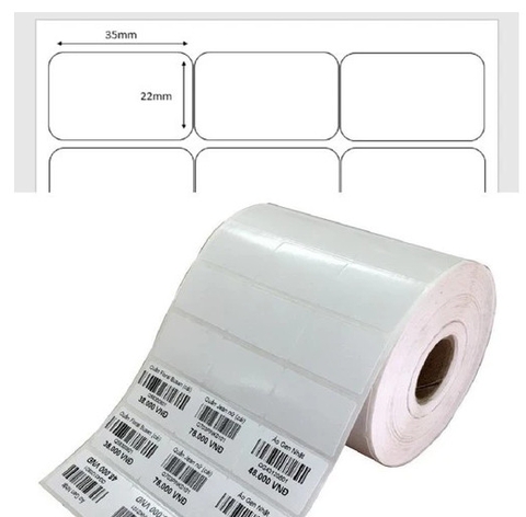 GIẤY IN MÃ VẠCH 3 TEM 35X22MM (CUỘN)