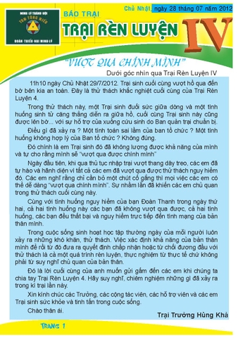 Báo trại Rèn Luyện IV 28/07/2012