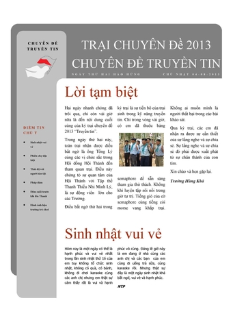 Báo trại Chuyên đề Truyền tin 04/08/2013
