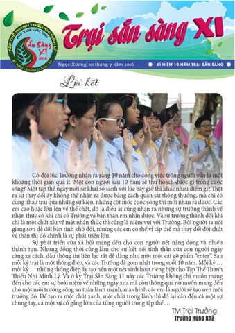 Báo trại Sẵn sàng XI 09/07/2016 - Kỉ niệm 10 năm Trại Sẵn sàng