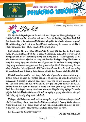 Báo trại Chuyên đề Phương hướng 09/07/2017