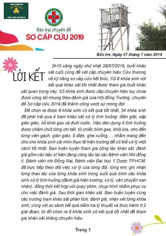 Báo trại Chuyên Đề Sơ Cấp Cứu 28/07/2019