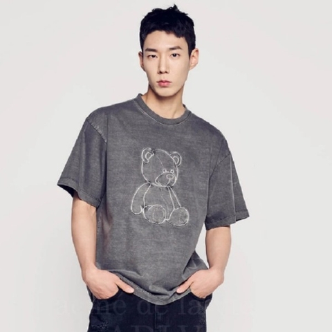 955 -  Áo ADLV Bear Applique Pigment Washing SS2024 - Xám Than Chì - Code ADLV-24SS-SSABAQ-CHA [HÀNG CHÍNH HÃNG]