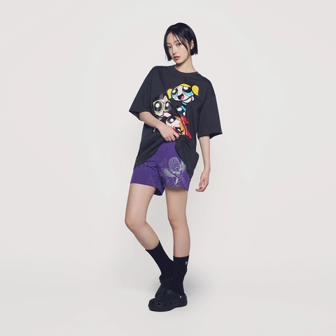 1036 -  Áo ADLV The Powerpuff Girls X Acmedelavie Big Printing Artwork - Đen Chì - Code ADLV 24SS SSBAPG CHA [HÀNG CHÍNH HÃNG]