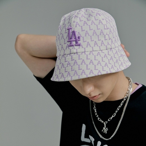 1069 -  Nón MLB LA Bucket Monogram Pastel Dome Hat LA Dodgers - Code 32CPHA111 07V [HÀNG CHÍNH HÃNG]