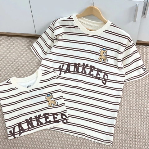 2250 - Áo New Era Yankee Gấu Trắng Kem Sọc Nâu [HÀNG CHÍNH HÃNG]
