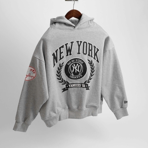 2017 - Áo Hoodie New Era NY New York Yankess Laurel Xám Trắng [HÀNG CHÍNH HÃNG]