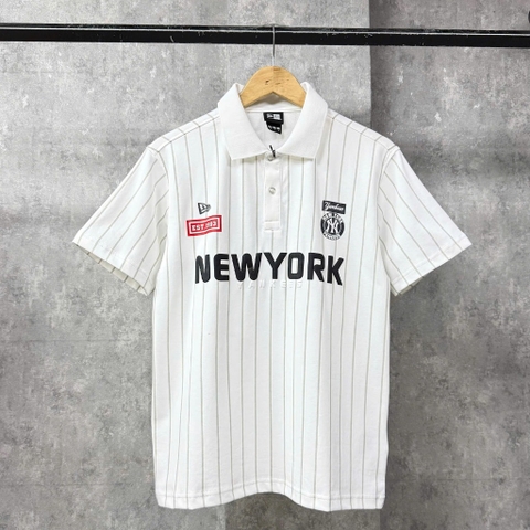 2655 - Áo Polo New Era NY New York Yankee Chìm Trắng Sọc Đen [HÀNG CHÍNH HÃNG]