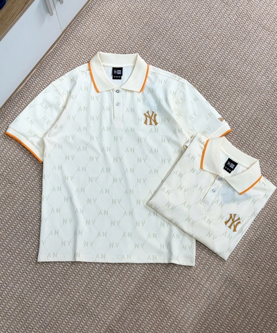 2231 - Áo Polo New Era NY Mono Beige Vàng [HÀNG CHÍNH HÃNG]