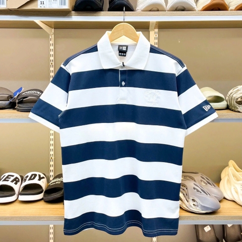 2184 - Áo Polo New Era NY Chìm Xanh Navy Sọc Trắng [HÀNG CHÍNH HÃNG]