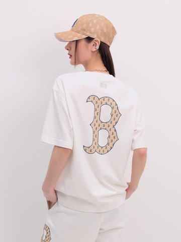 1055 -  Áo MLB Classic Monogram Big Lux Boston Red Sox Cream - Trắng Kem - Code 3ATSM0343 43CRS [HÀNG CHÍNH HÃNG]