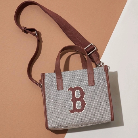 441 -  Túi MLB Canvas Basic Big Logo Small Tote Bag - D. Brown - Code 3AORS062N-43BRD [HÀNG CHÍNH HÃNG]