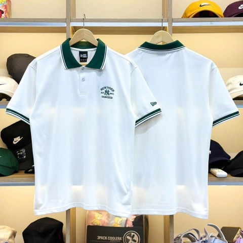 2723 - Áo Polo New Era NY New York Yankees Basic Trắng Cổ Xanh [HÀNG CHÍNH HÃNG]