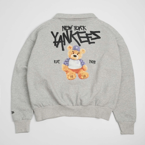 2257 - Áo Sweater New Era Quater Zipper NY New York Yankees Gấu Trắng Xám [HÀNG CHÍNH HÃNG]