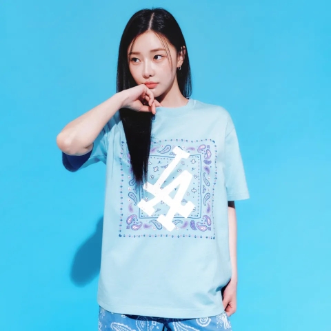 1025 -  Áo MLB LA Paisley Big Logo One Point LA Dodgers - Xanh Dương - Code 3ATSI0133 07SBL [HÀNG CHÍNH HÃNG]