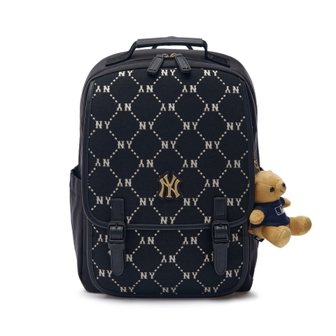 2698 - Balo MLB Diamond Monogram Jacquard Cute Bear New York Yankees Black 7ABKMD24N-50BKS [HÀNG CHÍNH HÃNG]