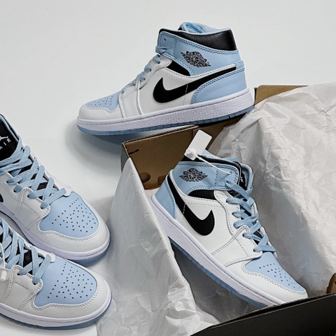 345 -  Giày Nike Air Jordan 1 Mid Ice Blue Nubuck DV1308 104 [HÀNG CHÍNH HÃNG]