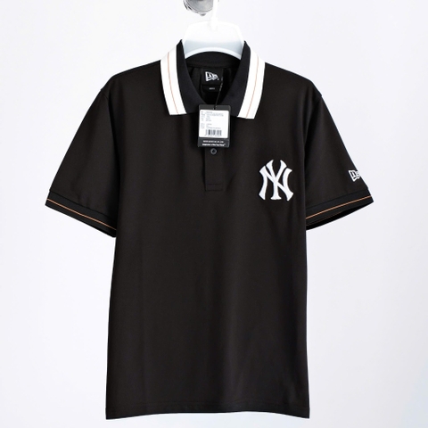 2126 - Áo Polo New Era NY Đen Cổ Trắng Viền Nâu [HÀNG CHÍNH HÃNG]