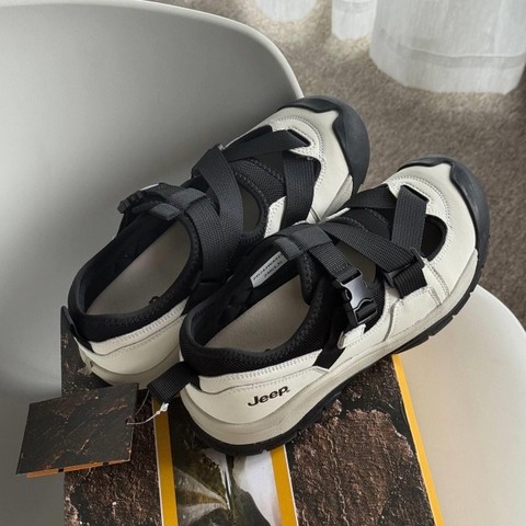 2102 - Giày Sandals Jeep Functional Hiking Outdoor 'White Black' PD243WAS1035 [HÀNG CHÍNH HÃNG]