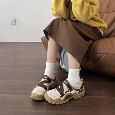 1715 - Giày Jeep Mary Jane Velcro Choco PD241WAS873 [HÀNG CHÍNH HÃNG]