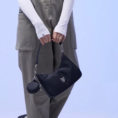 1075 -  Túi Life Work Jagard Nylon Hobo Bag Black - Túi Kẹp Nách - Code LW245BG75040F [HÀNG CHÍNH HÃNG]