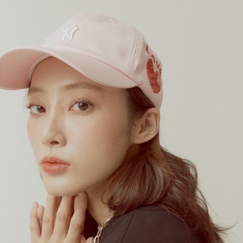 436 -  Nón MLB Unstructured Ball cap - Hồng - Ny Trắng Love Tim Đỏ [HÀNG CHÍNH HÃNG]