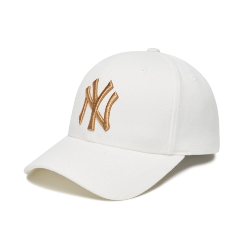 1004 -  Nón MLB Metal Embroidery New York Yankees White Gold - Code 3ACPIG01N 50WHS [HÀNG CHÍNH HÃNG]