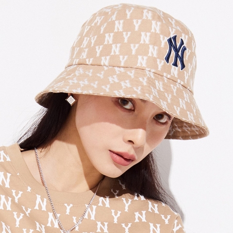 996 -  Nón MLB Bucket Hat Monogram Classic New York Yankees Beige - Code 3AHTFF02N 50BGD [HÀNG CHÍNH HÃNG]
