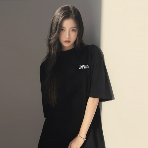 1056 -  Áo MLB Basic Big Logo Over Fit Water New York Yankees Black - Đen - Code 3ASWB2243 50BKS [HÀNG CHÍNH HÃNG]