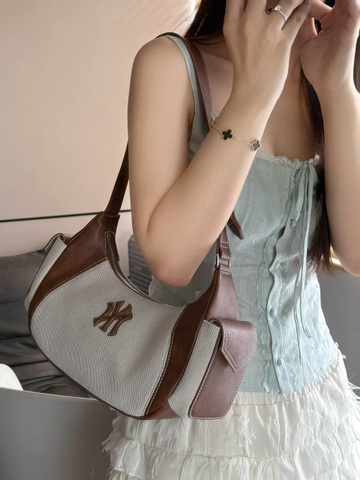 1455 - Túi MLB Canvas Vintage Cargo Bag New York Yankees Cream 3ABQBV15N-50CRD [HÀNG CHÍNH HÃNG]