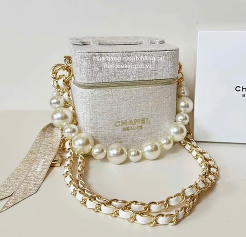 2186 - Túi Chanel Gift Beauty Pearl Case Champagne (Gift Hãng Tặng Khách) [HÀNG CHÍNH HÃNG]