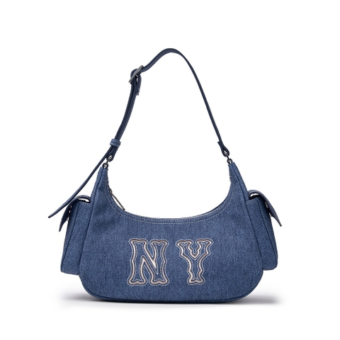 1220 - Túi MLB Basic Mega Logo Denim Cargo Bag New York Yankees Indigo 3ABQM034N-50INS [HÀNG CHÍNH HÃNG]