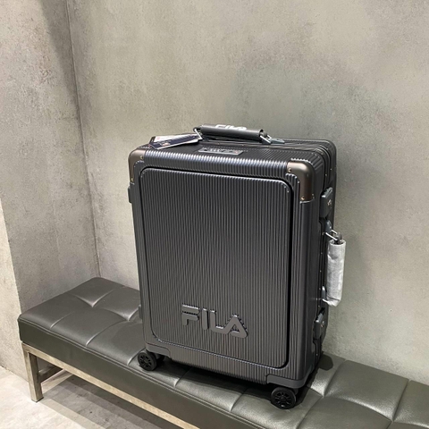 734 -  Vali Fila Embossed Logo - Size Cabin 22 Xách Tay - Xám Đen/Ghi [HÀNG CHÍNH HÃNG]
