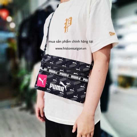 054 -  Túi Puma Đen Monogram - Bản rộng [HÀNG CHÍNH HÃNG]